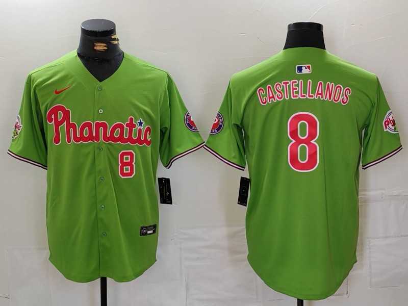 Men%27s Philadelphia Phillies #8 Nick Castellanos Number Green With Patch Stitched Cool Base Nike Jersey->philadelphia phillies->MLB Jersey